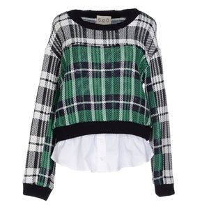 Sea New York Tartan Plaid Sweater Shirt Combo